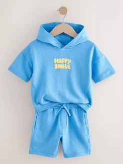 À capuche bleu/jaune - Ensemble sweat-shirt et short (3mths-8yrs)
