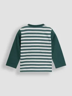 Amis des dinosaures Vert - Haut JoJo Maman Bébé à Rayure Appliqué