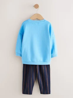 Animal de ferme bleu - Ensemble Sweatshirt et Joggers Rayure (3mths-7yrs)