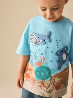 Animal de la mer bleue - T-shirt rembourré 3D à manches courtes (3mois7ans)
