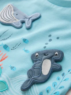 Animal de la mer bleue - T-shirt rembourré 3D à manches courtes (3mois7ans)