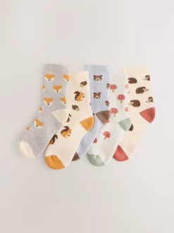Animaux écrus des bois - Chaussettes en coton éponge riche 5 Lot