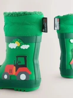 Animaux de ferme verts - Bottes en caoutchouc thermique Thinsulate™ avec extrémité doublée