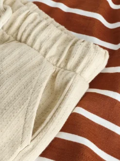 Animaux rembourrés Rayures marron rouille - Ensemble T-shirt et short Manches courtes (3mths-7yrs)