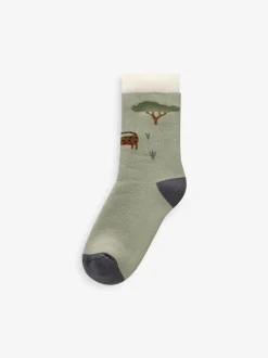 Animaux safari - Chaussettes en coton éponge riche 5 Lot