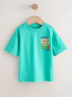Aqua Bleu Animal - T-shirt Manches courtes Back Imprimé (3mths-7yrs)