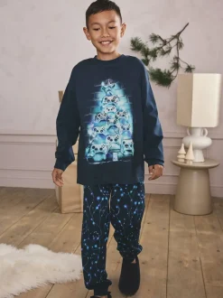 Arbre Gamer bleu marine/bleu - Pyjama de Noël simple (5-16ans)