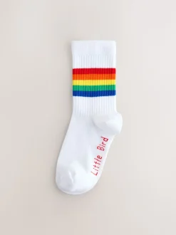 Arc-en-ciel blanc vif - Lot de 10 paires de chaussettes à tube Little Bird de Jools Oliver rayées
