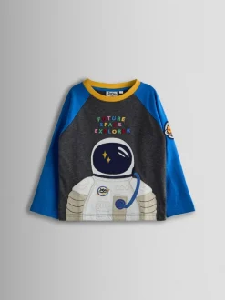 Astronaute gris anthracite - Haut JoJo Maman Bébé Happy Camper appliqué