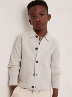 Avoine chiné - Cardigan Reiss Fitzgerald en maille à boutons