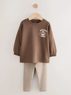 Babyccino Marron/Crème - Ensemble haut à manches longues et legging, lot de 2 (3mois -7ans)