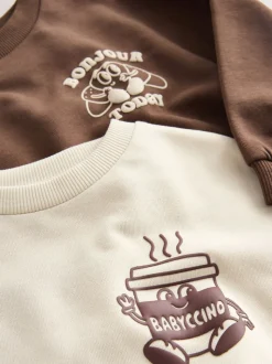 Babyccino Marron/Crème - Ensemble haut à manches longues et legging, lot de 2 (3mois -7ans)