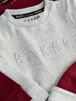 Baker by Ted Baker Barboteuse rouge/gris bordeaux et chapeau réversible