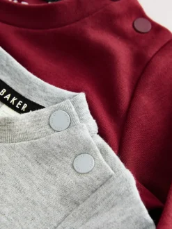 Baker by Ted Baker Barboteuse rouge/gris bordeaux et chapeau réversible