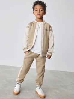 Baker by Ted Baker Beige Sable Varsity Jacket T-Shirt et Joggings Ensemble 3 pièces