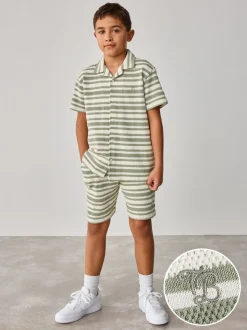 Baker by Ted Baker ensemble chemise et short texturé à rayures vertes