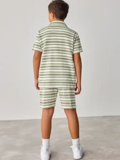 Baker by Ted Baker ensemble chemise et short texturé à rayures vertes