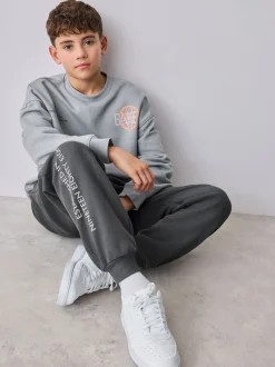 Baker by Ted Baker Ensemble sweat-shirt graphique gris oversize et joggings