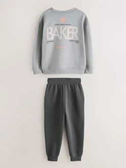 Baker by Ted Baker Ensemble sweat-shirt graphique gris oversize et joggings