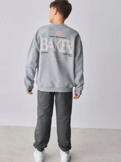 Baker by Ted Baker Ensemble sweat-shirt graphique gris oversize et joggings