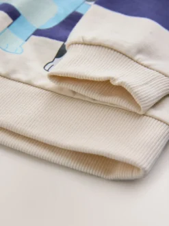 Bande blanche/bleue - Sweat-shirt Bluey en coton à col rond (12mois -8ans)