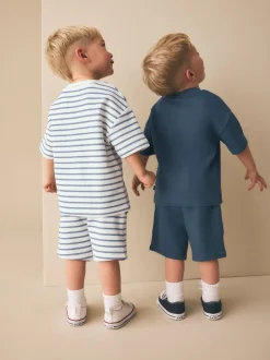 Bande bleue/blanche - Ensemble t-shirt et short à manches courtes Lot de 2 (3mois7ans)