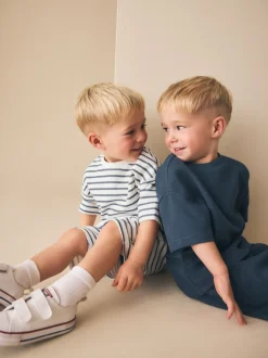 Bande bleue/blanche - Ensemble t-shirt et short à manches courtes Lot de 2 (3mois7ans)