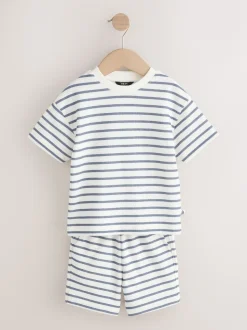 Bande bleue/blanche - Ensemble t-shirt et short à manches courtes Lot de 2 (3mois7ans)