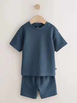 Bande bleue/blanche - Ensemble t-shirt et short à manches courtes Lot de 2 (3mois7ans)