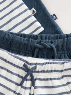 Bande bleue/blanche - Ensemble t-shirt et short à manches courtes Lot de 2 (3mois7ans)