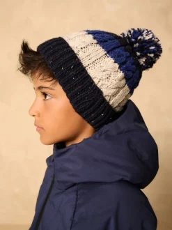 Bande bleue/blanche - Pom Bonnet Chapeaux (3mths-16yrs)