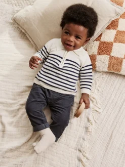 Bande marine - Ensemble haut et pantalon en maille bébé (0mois-2ans)