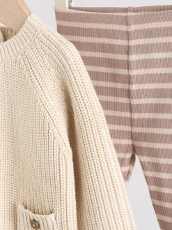 Bande neutre - Ensemble pull et legging en maille bébé (0 mois-2 ans)
