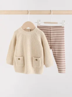 Bande neutre - Ensemble pull et legging en maille bébé (0 mois-2 ans)