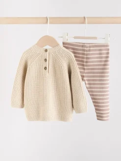 Bande neutre - Ensemble pull et legging en maille bébé (0 mois-2 ans)