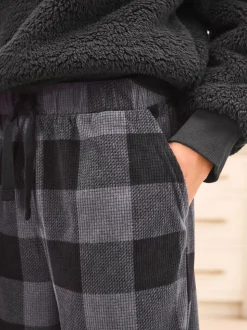 Bas à carreaux noir - Pyjama simple en laine polaire (3-16yrs)