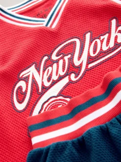 basket-ball Rouge/Bleu - Pyjama court simple 100% coton (4-16ans)