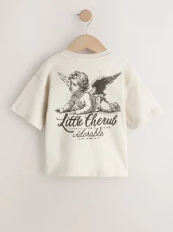 Beige Sable Petit Chérubin - T-shirt Manches courtes Back Imprimé (3mths-7yrs)