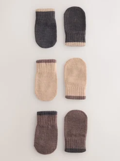 Beige/Marron - Lot de 3 paires de Gants Magic Mitaines (3mois -6ans)