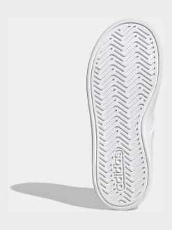 Blanc - adidas Grand Court 3.0 Baskets enfant à lacets élastiques