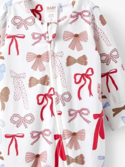 Blanc - Barboteuse zippée en coton à manches longues