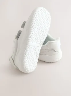 Blanc - Baskets Barefoot en cuir à fermeture par contact