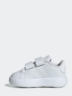 Blanc - Baskets bébé adidas Advantage à crochets et boucles