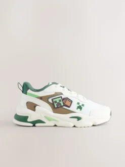 Blanc - Baskets Minecraft à lacets élastiques