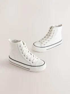 Blanc - Baskets montantes à lacets