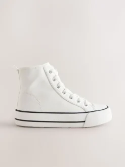 Blanc - Baskets montantes à lacets