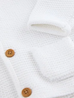 Blanc - Bébé à capuche en tricot Cardigan