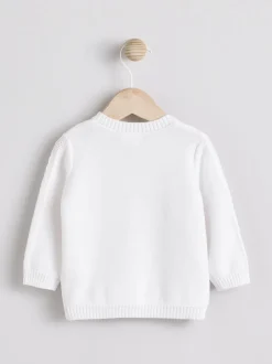Blanc - Cardigan bébé en maille torsadée