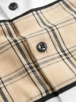 Blanc À carreaux épissée - Chemise à manches courtes (3-16ans)