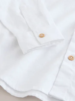 Blanc - Chemise décontractée en lin Blend manches longues (3-16ans)